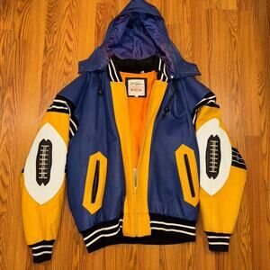 VINTAGE 90's MICHAEL HOBAN FOOTBALL FIELD WHEREMI LEATHER JACKET SIZE L